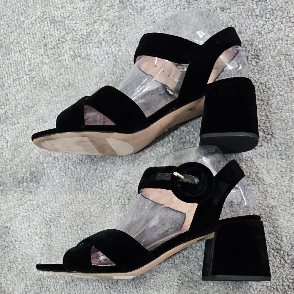 J. Crew Penny Black Velvet Sandal Block Heel Preppy Evening Party K0007 - Picture 8 of 13